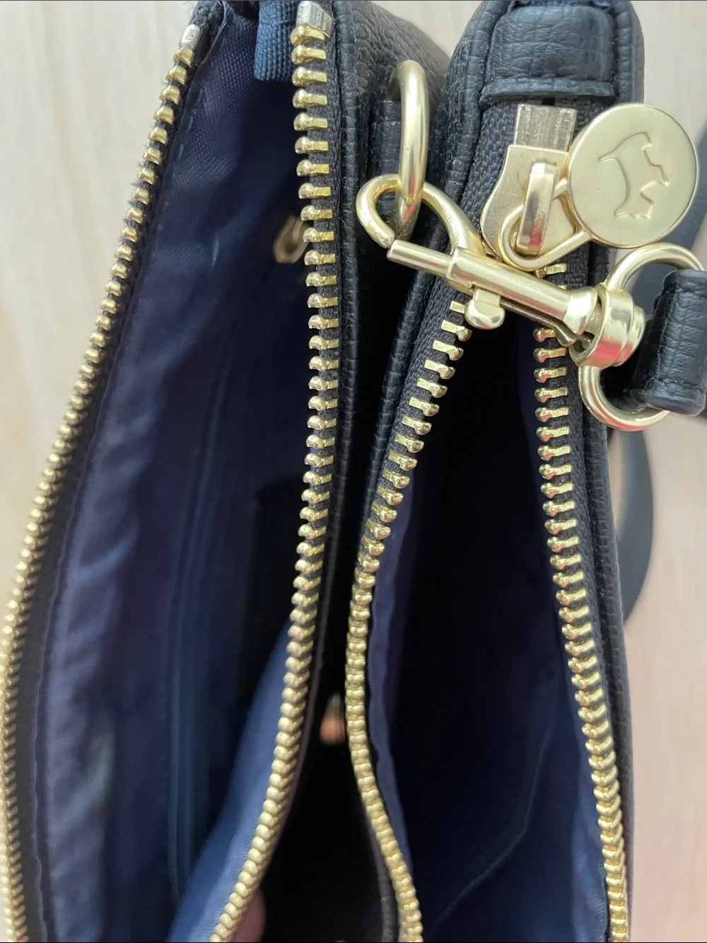 Vintage Black Faux Leather Crossbody with Gold Scottie Accent